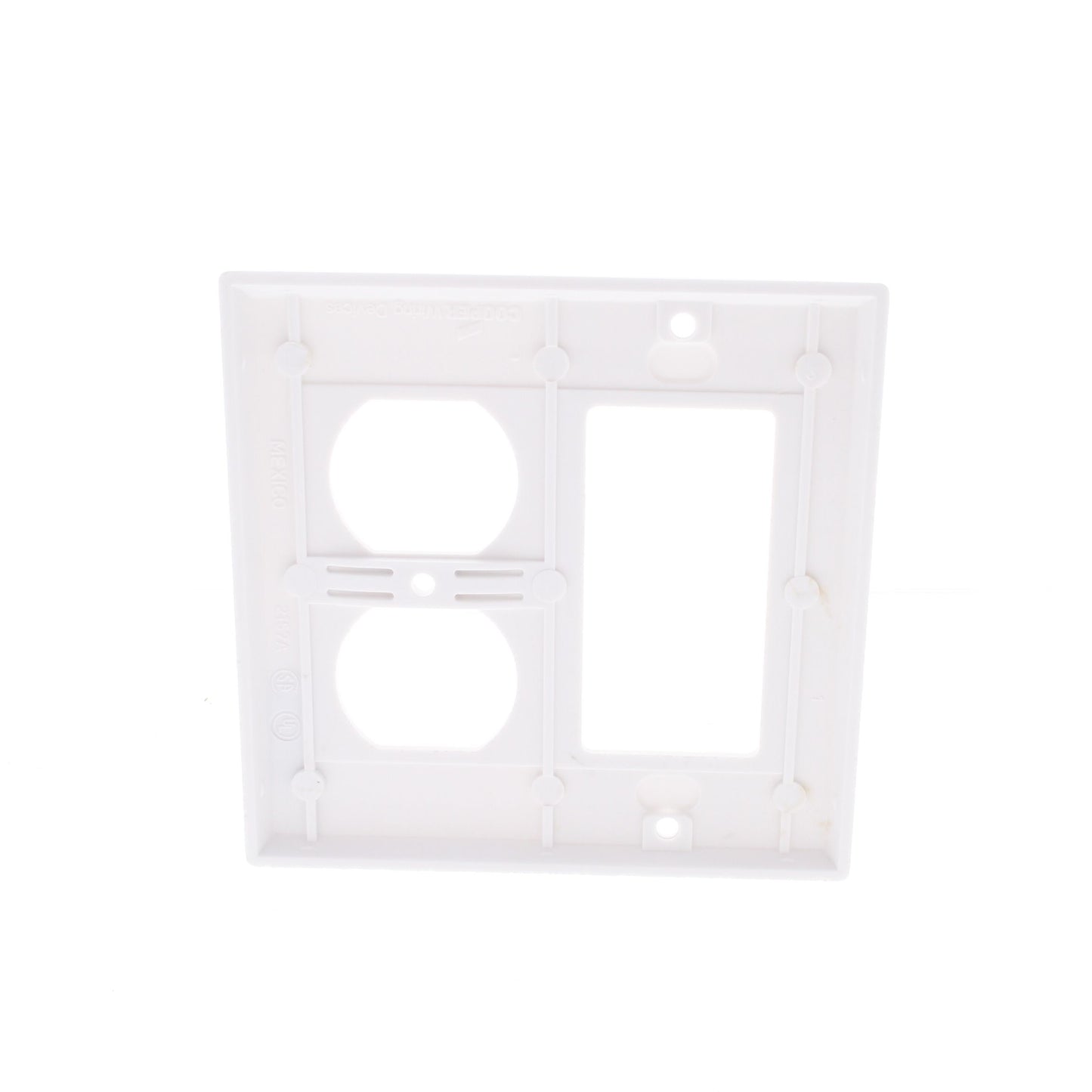 Cooper 2157W White Decorator GFCI Duplex Receptacle 2-Gang Plastic Wallplate GFI