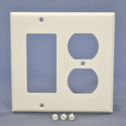 Cooper 2157W White 2-Gang Decorator GFCI Duplex Outlet Thermoset Covers 2-pack