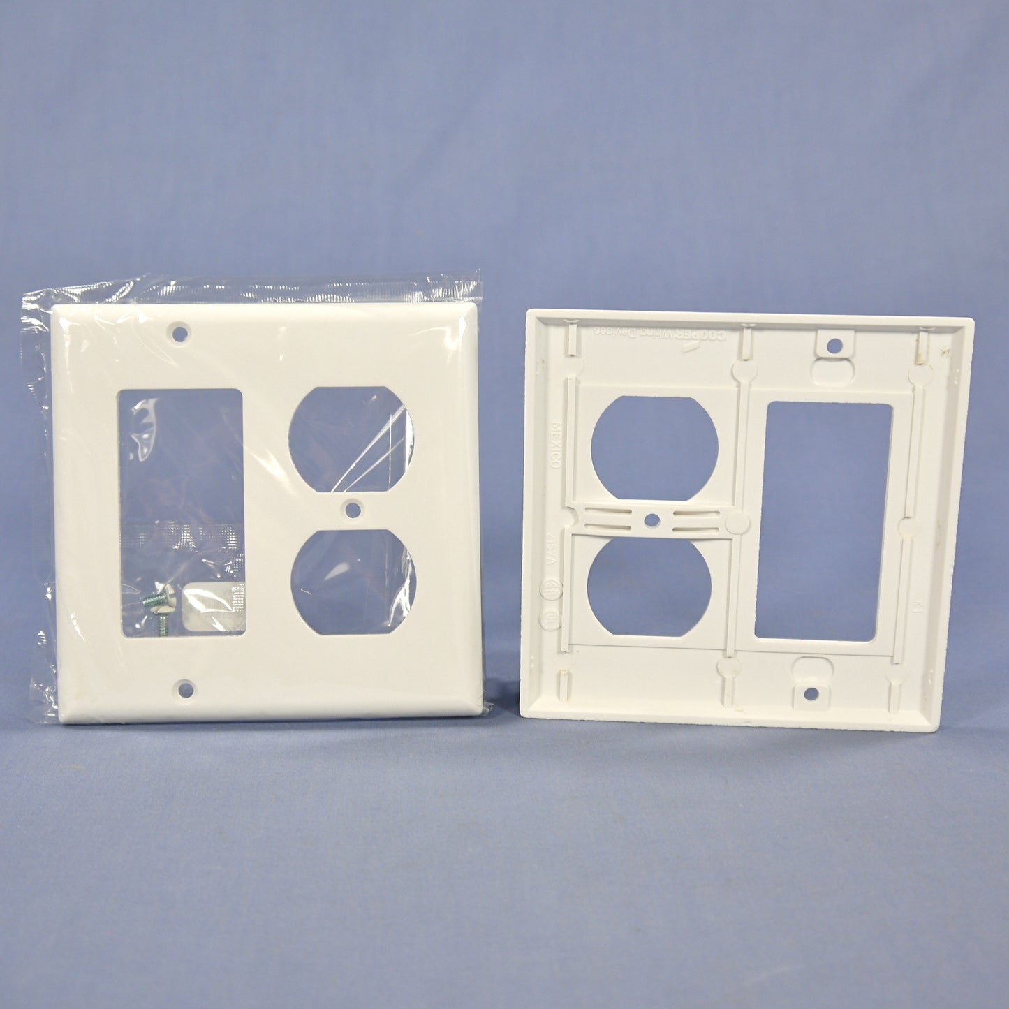 Cooper 2157W White 2-Gang Decorator GFCI Duplex Outlet Thermoset Covers 2-pack