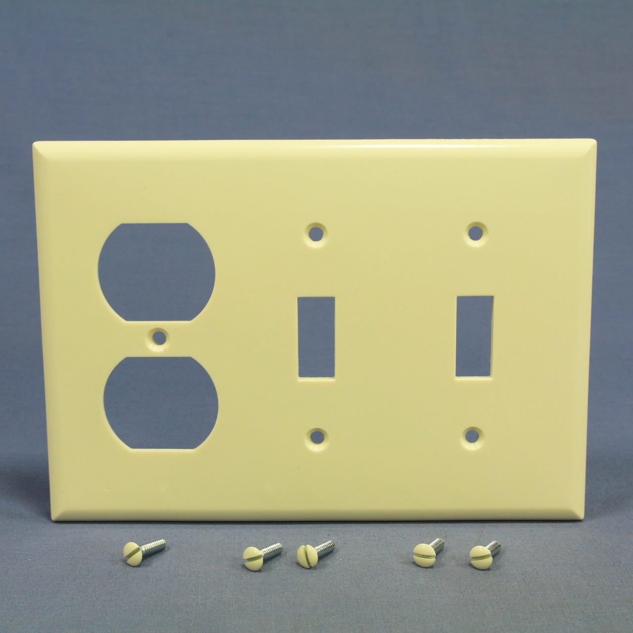 Cooper 2158A Almond 3-Gang Toggle Switch Duplex Receptacle Thermoset Wallplate