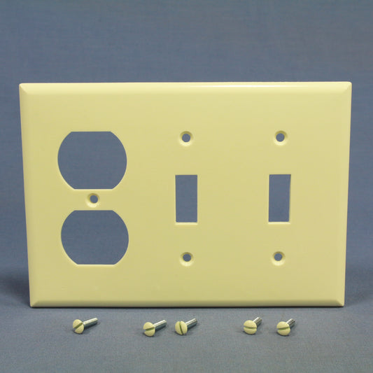 Cooper 2158A Almond 3-Gang Toggle Switch Duplex Receptacle Thermoset Wallplate