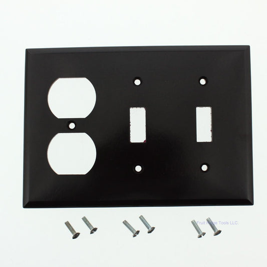Cooper 2158B Brown 3-Gang Toggle Switch Duplex Receptacle Outlet Thermoset Cover
