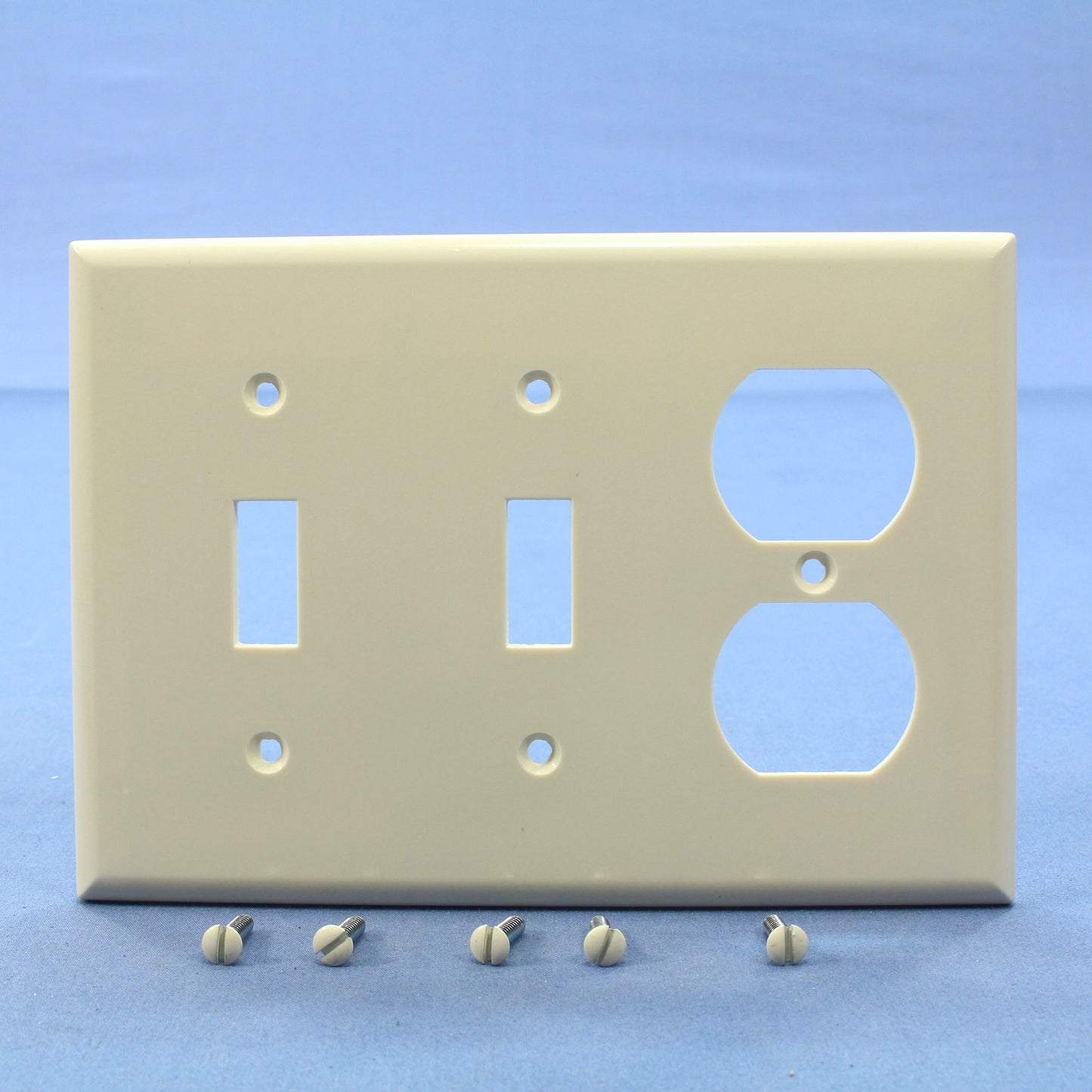 Cooper 2158LA Lt Almond 3-Gang Toggle Switch Duplex Receptacle Thermoset Cover
