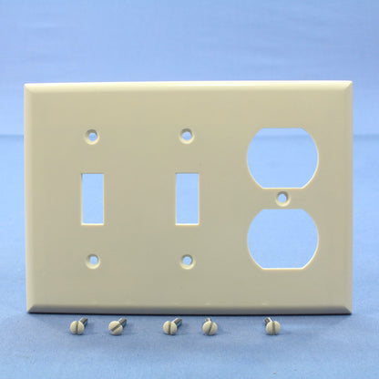 Cooper 2158LA Lt Almond 3-Gang Toggle Switch Duplex Receptacle Thermoset Cover