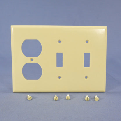 Cooper 2158V Ivory 3-Gang Toggle Switch Duplex Receptacle Thermoset Wallplate