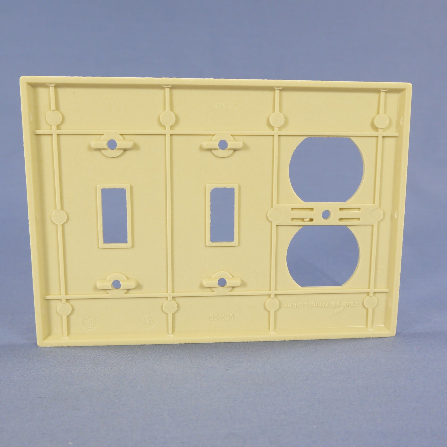 Cooper 2158V Ivory 3-Gang Toggle Switch Duplex Receptacle Thermoset Wallplate