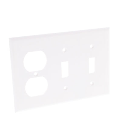 Cooper 2158W White 3-Gang Toggle Switch Duplex Receptacle Outlet Thermoset Cover