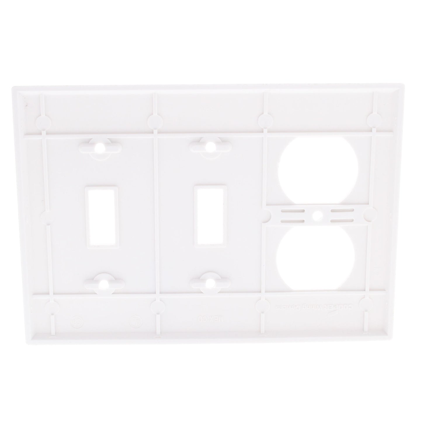 Cooper 2158W White 3-Gang Toggle Switch Duplex Receptacle Outlet Thermoset Cover
