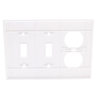 Cooper 2158W White 3-Gang Toggle Switch Duplex Receptacle Outlet Thermoset Cover