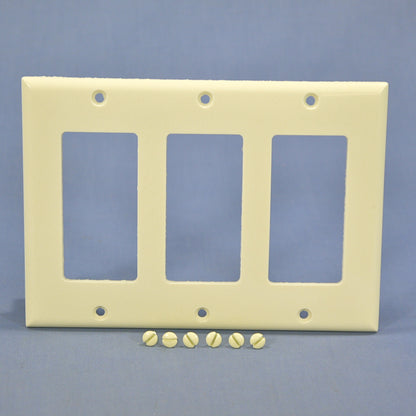Cooper 2163A Almond 3-Gang Standard Decorator Thermoset Wallplate GFCI GFI Cover