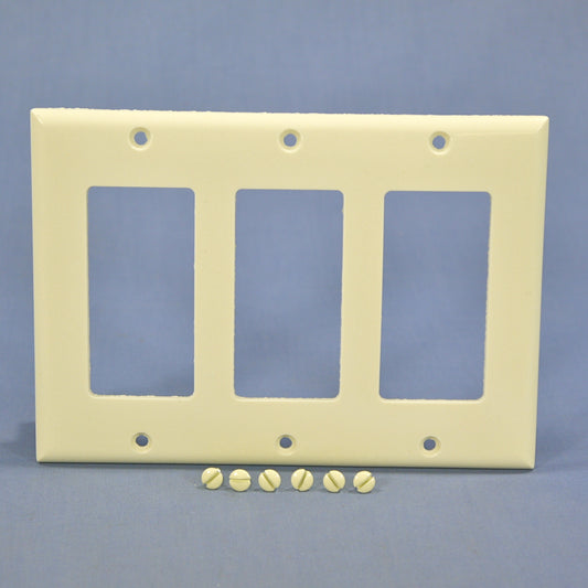 Cooper 2163A Almond 3-Gang Standard Decorator Thermoset Wallplate GFCI GFI Cover
