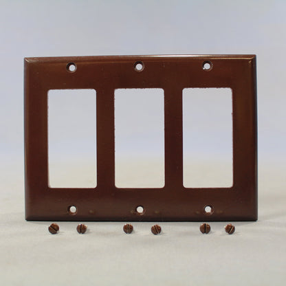 Cooper 2163B Brown 3-Gang Standard Decorator Thermoset Wallplate GFCI GFI Cover