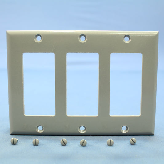 Cooper Gray Standard Decorator 3-Gang Thermoset Wallplate GFCI GFI Cover 2163GY