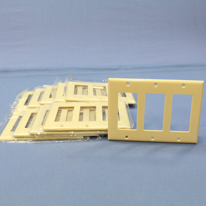 Cooper 2163V Ivory 3-Gang Decorator Thermoset Wallplates GFCI Plastic Cover 10pc