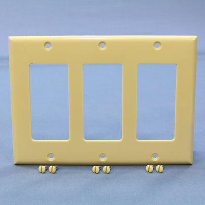 Cooper 2163V Ivory 3-Gang Decorator Thermoset Wallplates GFCI Plastic Cover 10pc