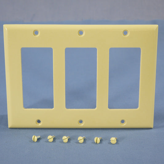 Cooper 2163V Ivory 3-Gang Standard Decorator Thermoset Wallplate GFCI GFI Cover