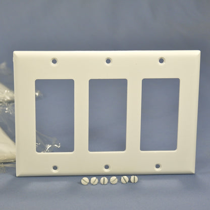 Cooper 2163W White 3-Gang Decorator Thermoset Wallplates GFCI Plastic Cover 10pc