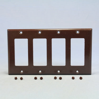Cooper 2164B Brown 4-Gang Standard Decorator Thermoset Wallplate GFCI GFI Cover
