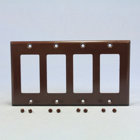 Cooper 2164B Brown 4-Gang Standard Decorator Thermoset Wallplate GFCI GFI Cover