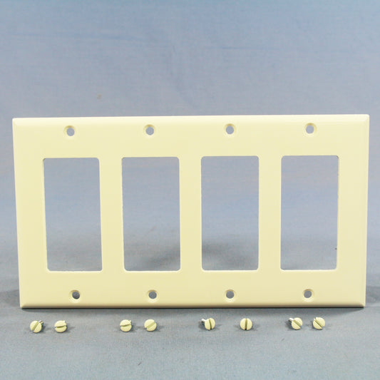 Cooper 2164LA Light Almond 4-Gang Decorator Thermoset Wallplate GFCI GFI Cover