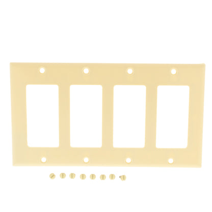 Cooper 2164V Ivory 4-Gang Standard Decorator Thermoset Wallplate GFCI GFI Cover