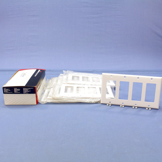 Cooper 2164W White 4-Gang Decorator Thermoset Wallplates GFCI Plastic Cover 10pc