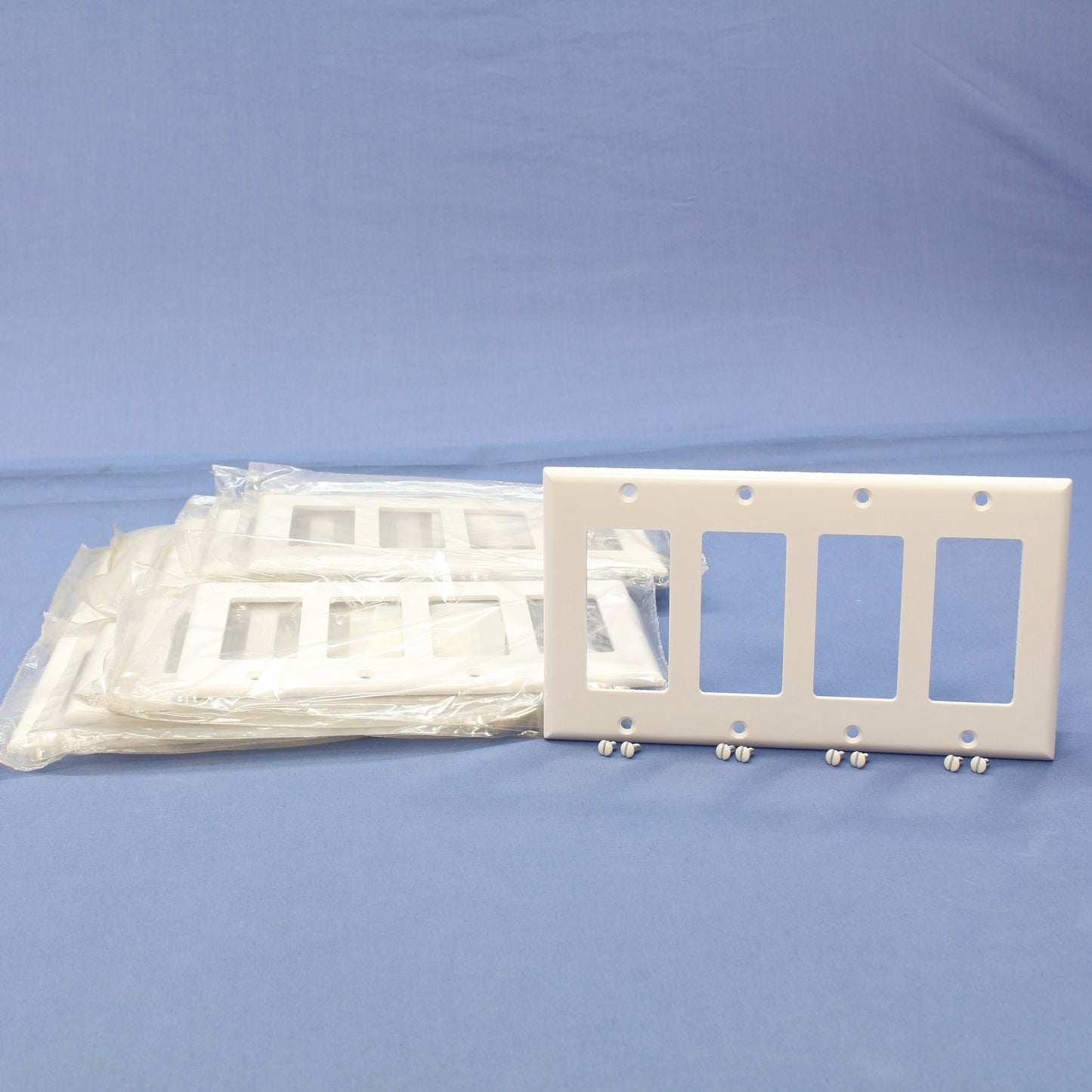 Cooper 2164W White 4-Gang Decorator Thermoset Wallplates GFCI Plastic Cover 10pc