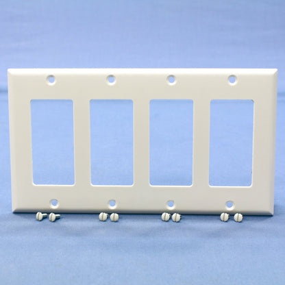 Cooper 2164W White 4-Gang Decorator Thermoset Wallplates GFCI Plastic Cover 10pc