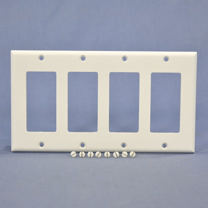 Cooper 2164W White 4-Gang Standard Decorator Thermoset Wallplate GFCI GFI Cover