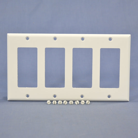 Cooper 2164W White 4-Gang Standard Decorator Thermoset Wallplate GFCI GFI Cover