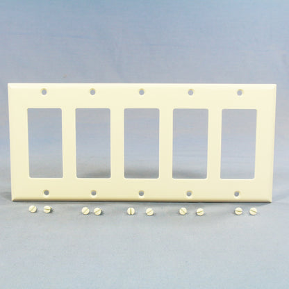 Cooper 2165LA Light Almond 5-Gang Decorator Thermoset Wallplate GFCI GFI Cover