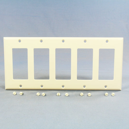 Cooper 2165LA Light Almond 5-Gang Decorator Thermoset Wallplate GFCI GFI Cover