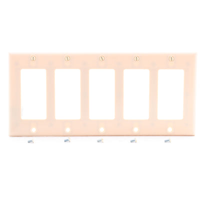 Cooper 2165V Ivory 5-Gang Decorator GFCI GFI Thermoset Wallplate Standard Cover