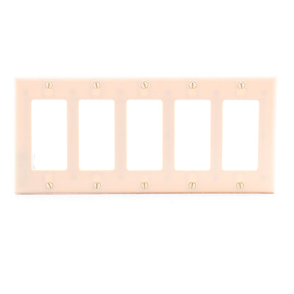 Cooper 2165V Ivory 5-Gang Decorator GFCI GFI Thermoset Wallplate Standard Cover