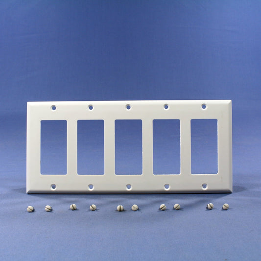 Cooper 2165W White 5-Gang Standard Decorator Thermoset Wallplate GFCI GFI Cover