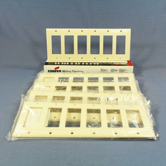 Cooper 2166LA Light Almond 6-Gang Decorator Thermoset Wallplates GFCI Cover 5pcs