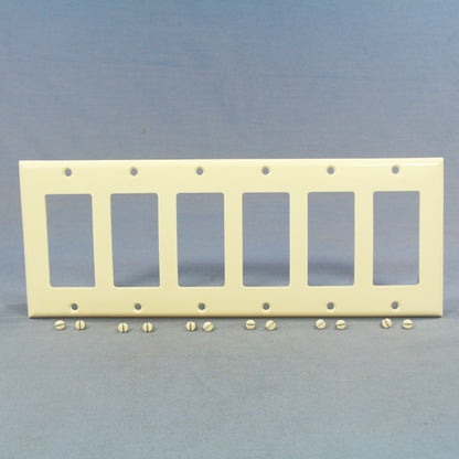Cooper 2166LA Light Almond 6-Gang Decorator Thermoset Wallplates GFCI Cover 5pcs