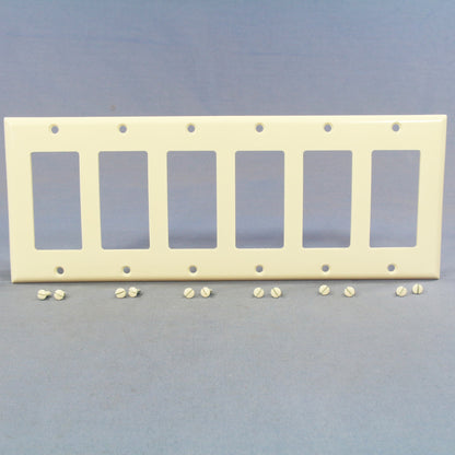Cooper 2166LA Light Almond 6-Gang Decorator GFCI GFI Thermoset Wallplate Cover