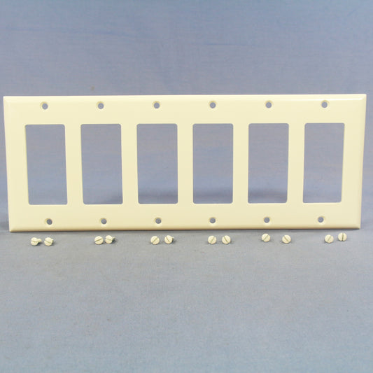Cooper 2166LA Light Almond 6-Gang Decorator GFCI GFI Thermoset Wallplate Cover