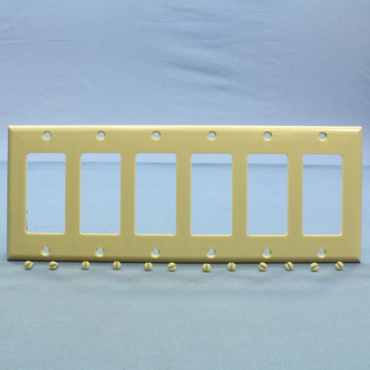 Cooper 2166V Ivory 6-Gang Decorator GFCI GFI Plastic Standard Wallplate Cover