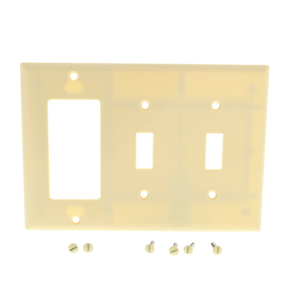 Cooper 2173V Ivory 3-Gang Switch Cover Decorator GFCI GFI Thermoset Wallplate