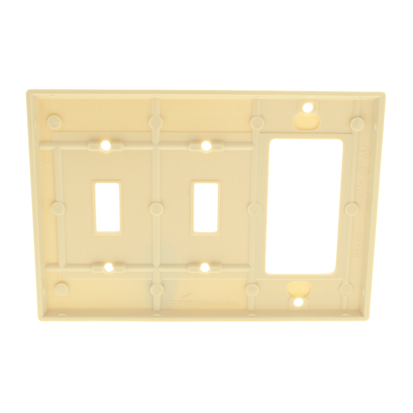 Cooper 2173V Ivory 3-Gang Switch Cover Decorator GFCI GFI Thermoset Wallplate