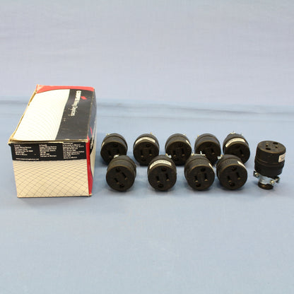 Cooper 224 Black Straight Blade 15A 125V 1-15R Plug Connectors Rubber 10-Pack
