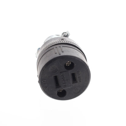 Cooper 224 Black Thermoplastic Straight Blade 1-15R 15A Rubber Bulk Connector