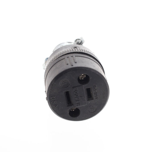 Cooper 224 Black Thermoplastic Straight Blade 1-15R 15A Rubber Bulk Connector