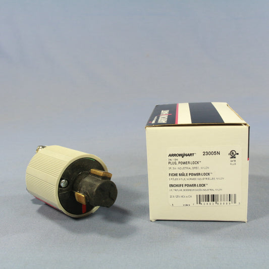 Cooper 23005N Gray Interrupting 20A 125V 10A 250VDC 480V Flanged Power-Lock Plug