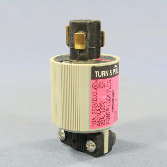 Cooper 23005N Gray Interrupting 20A 125V 10A 250VDC 480V Flanged Power-Lock Plug
