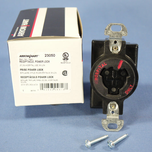 Cooper 23050 Black Hospital Use Power-Lock Receptacle Outlet 20A 125V 5-20R