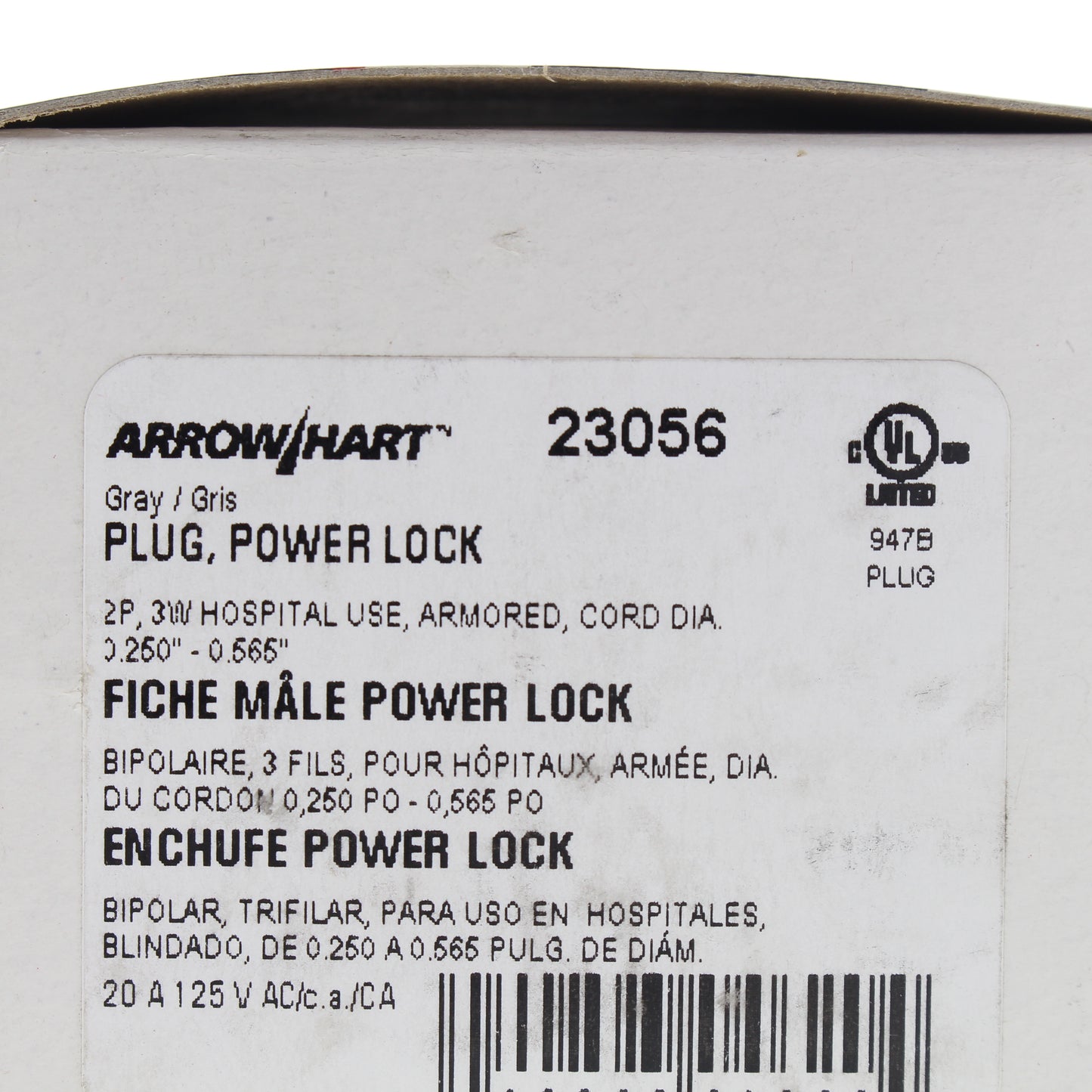 Cooper 23056 Gray Steel 20A 125V 2-Pole 3-Wire Armored Powerlock Connector Plug