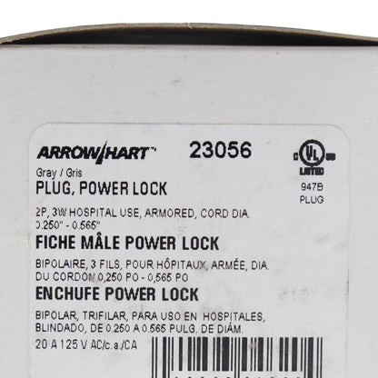Cooper 23056 Gray Steel 20A 125V 2-Pole 3-Wire Armored Powerlock Connector Plug